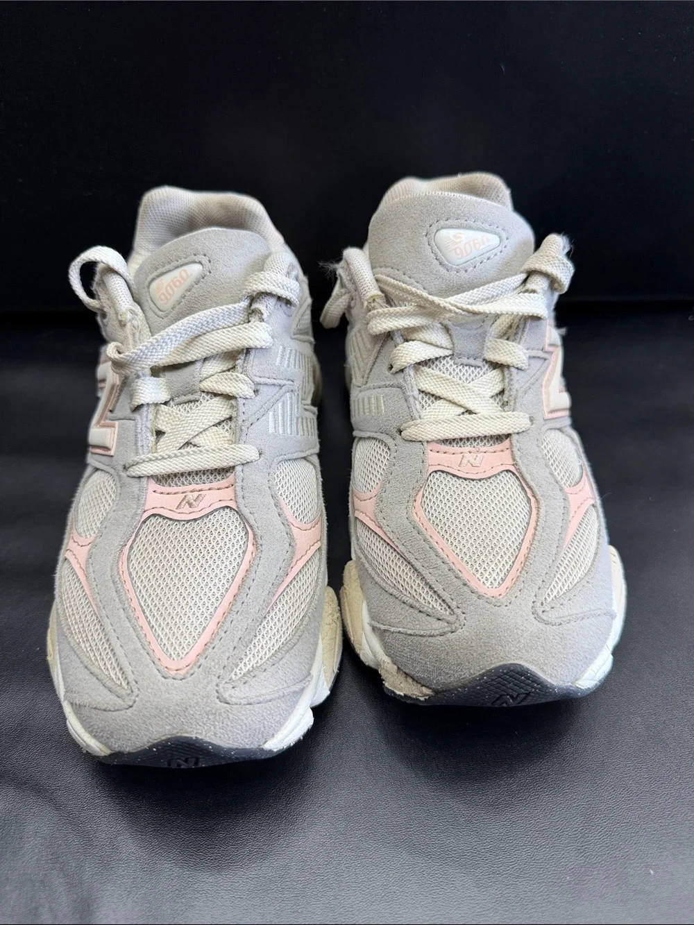 New Balance kids Light Gray and Pale Pink Running Sneakers